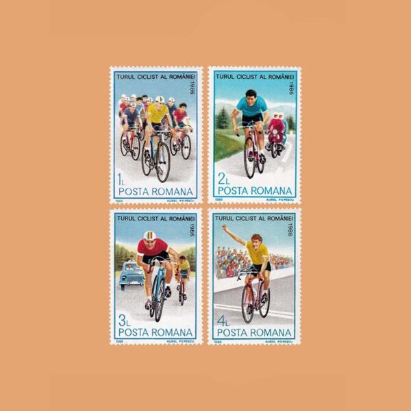 RO 3702/5. Serie Vuelta Ciclista a Rumanía. 4 valores **1986