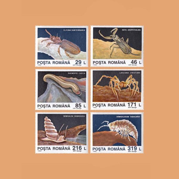 RO 4124/9. Serie Fauna Cavernicola. 6 valores **1993