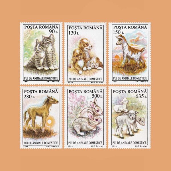 RO 4217/22. Serie Animales, Cachorros. 6 valores **1994