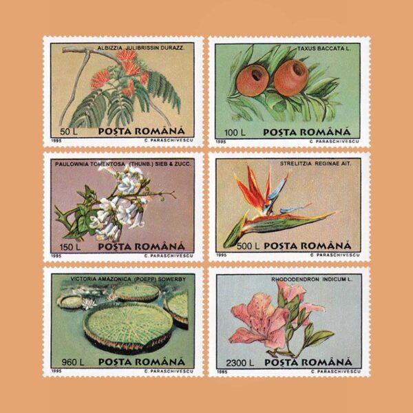 RO 4287/92. Serie Flores del Jardín Botánico de Bucarest. 6 valores **1995