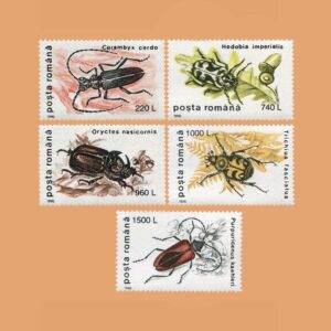 RO 4314/8. Serie Insectos I. 5 valores **1996
