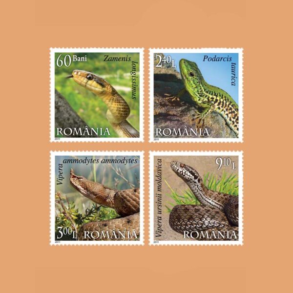 RO 5473/6. Serie Reptiles de Rumanía. 4 valores **2011